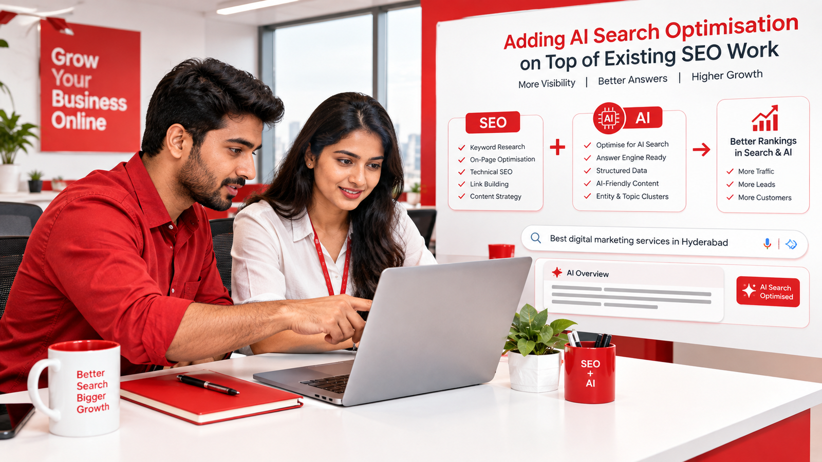 Adding AI search optimisation on top of existing SEO work for a Hyderabad business