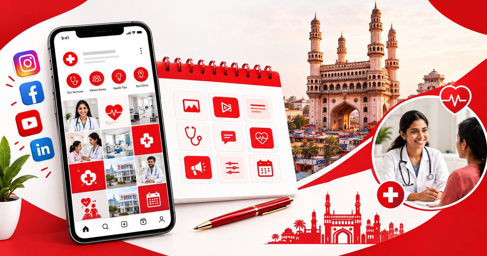 Social media content plan for a Hyderabad clinic or local service business