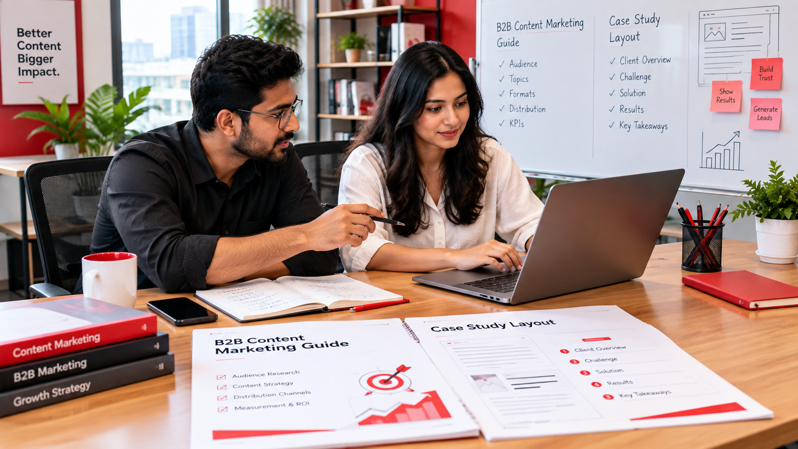B2B content marketing guide and case study layout for a Hyderabad service company
