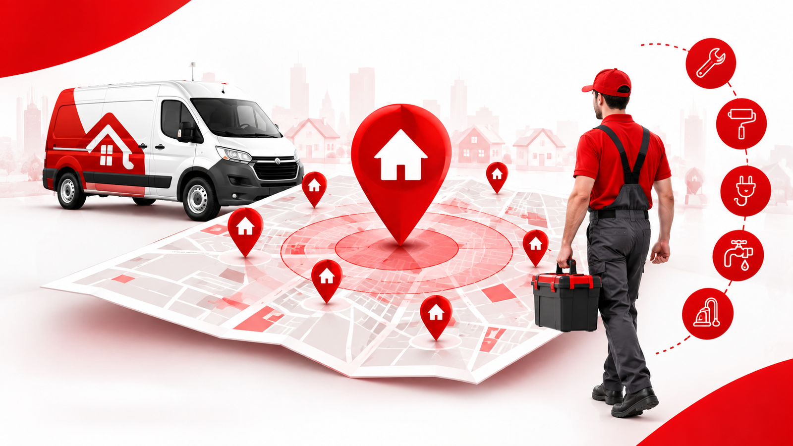 Service area map for a Hyderabad home-service business with no physical storefront