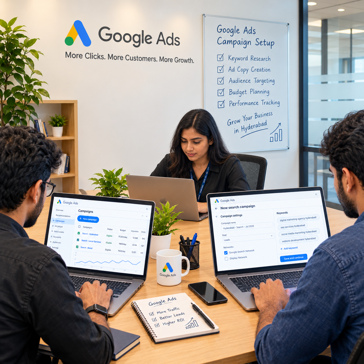 Google Ads search campaign being built for a Hyderabad business