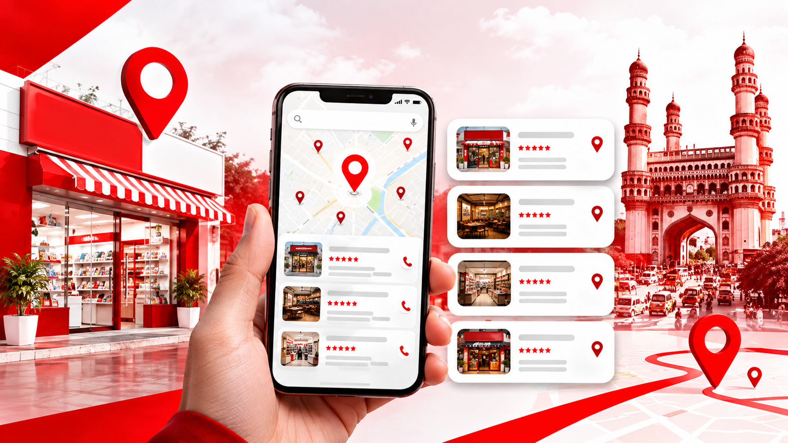 Competitive local search results for a busy Hyderabad business category