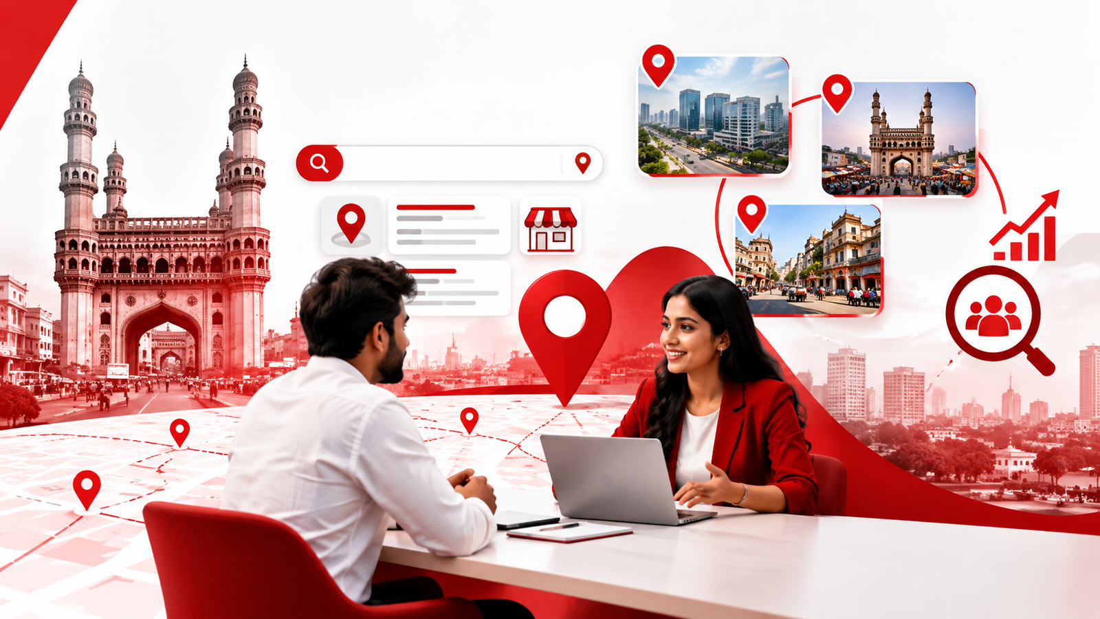 Map of Hyderabad highlighting the neighbourhoods we serve, including HITEC City, Gachibowli, Kondapur, Madhapur, Secunderabad and Banjara Hills