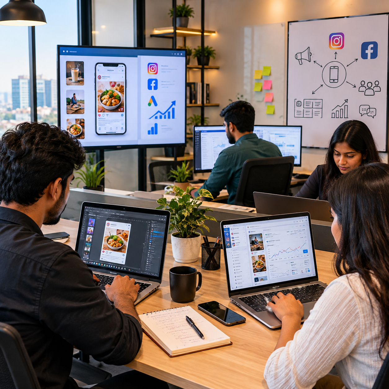 Social media marketing agency in Hyderabad planning content and ads for a local business