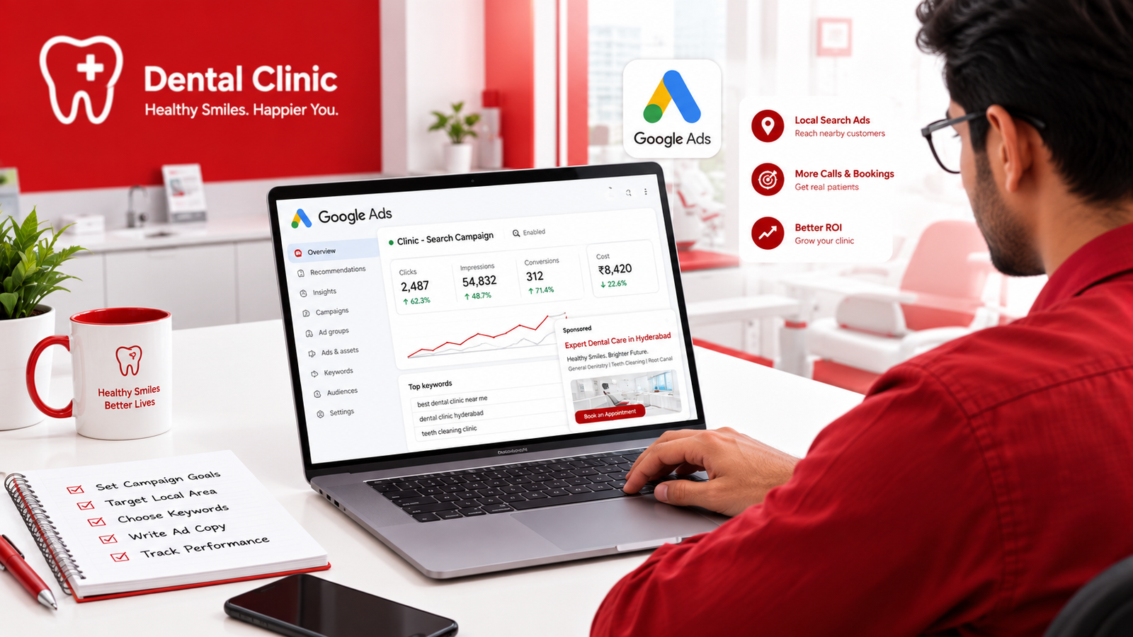 Google Ads search campaign for a local service business in Hyderabad