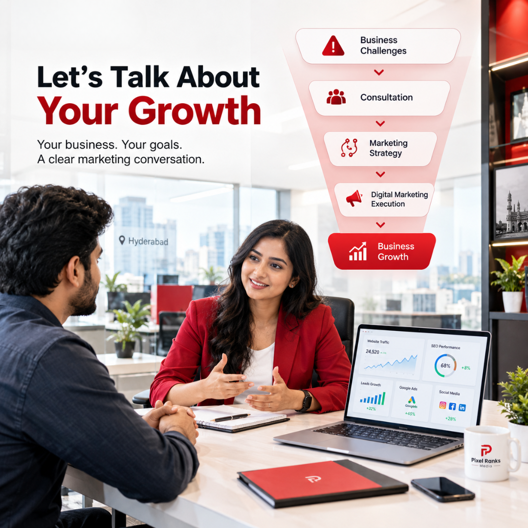 Contact Pixel Ranks Media, digital marketing agency in Madhapur, Hyderabad