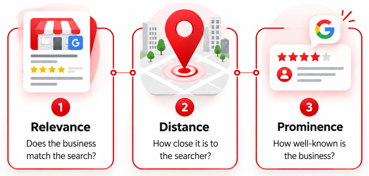 How Google ranks Hyderabad businesses in local results using relevance, distance and prominence