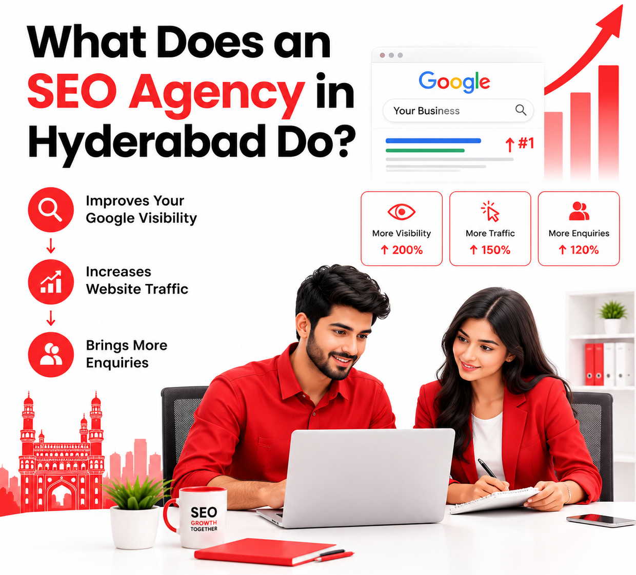SEO agency growth in Hyderabad showing rising search visibility and more business enquiries